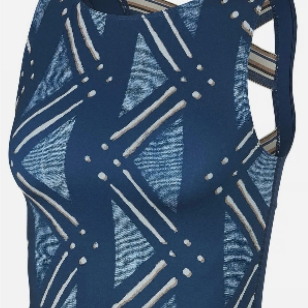 Nike Blue and White Patterned Tank Top